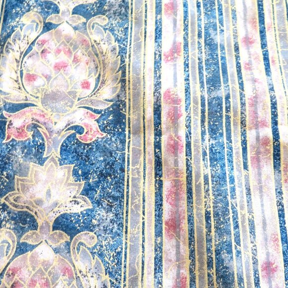 New Vintage JCPenney Valance Curtain Scalloped Blue Floral Stripe Pattern USA - Picture 6 of 11
